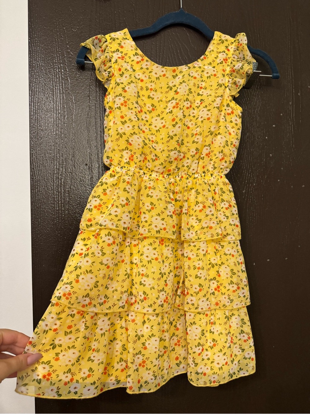 Kids Yellow Floral Tiered Dress